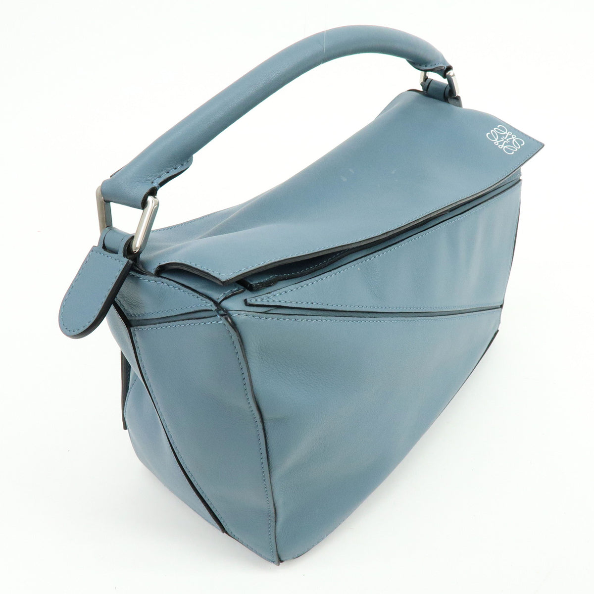 LOEWE Anagram Puzzle Leather 2Way Bag Hand Bag Shoulder Bag Light Blue