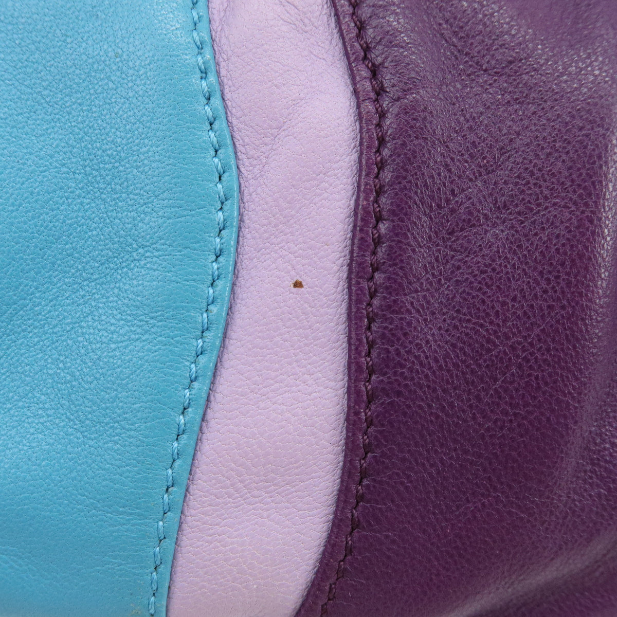PRADA Logo Leather 2Way Shoulder Bag Hand Bag Purple Turquoise Blue