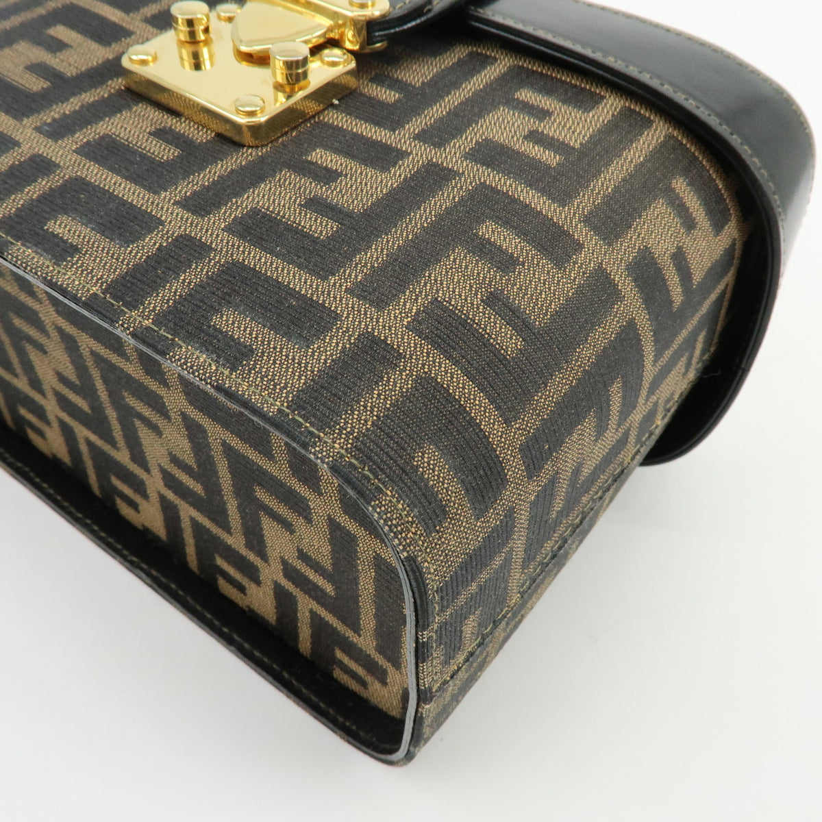 FENDI Zucca Canvas Leather 2Way Vanity Bag Shoulder Bag Brown 09149311