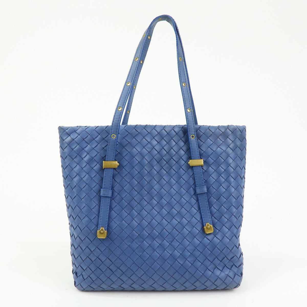 BOTTEGA VENETA Intrecciato Leather Tote Bag Hand Bag Blue V00A2