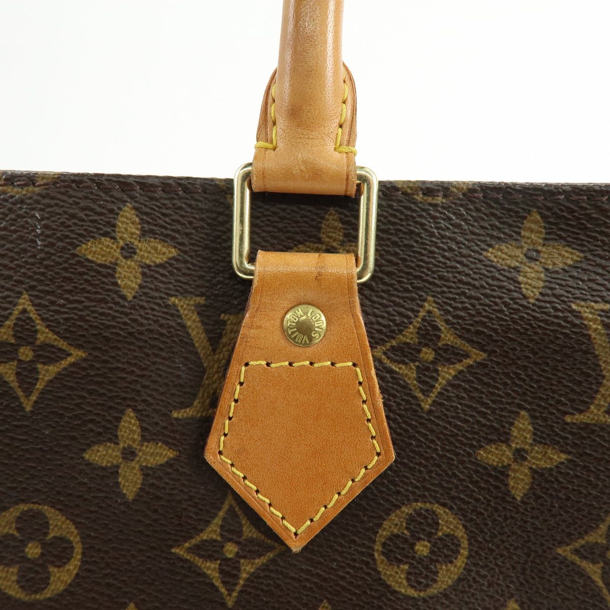 Louis Vuitton Monogram Sac Plat Leather Tote Bag Hand Bag Brown M51140