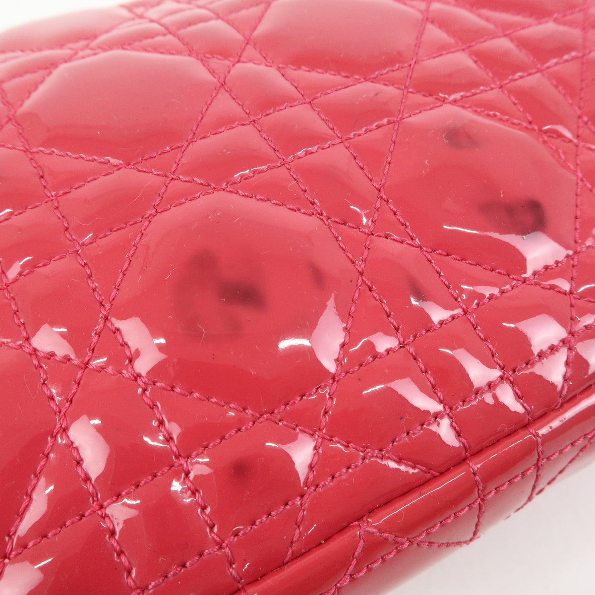 Christian Dior New Lock Cannage Patent Leather Chain Shoulder Bag Pink