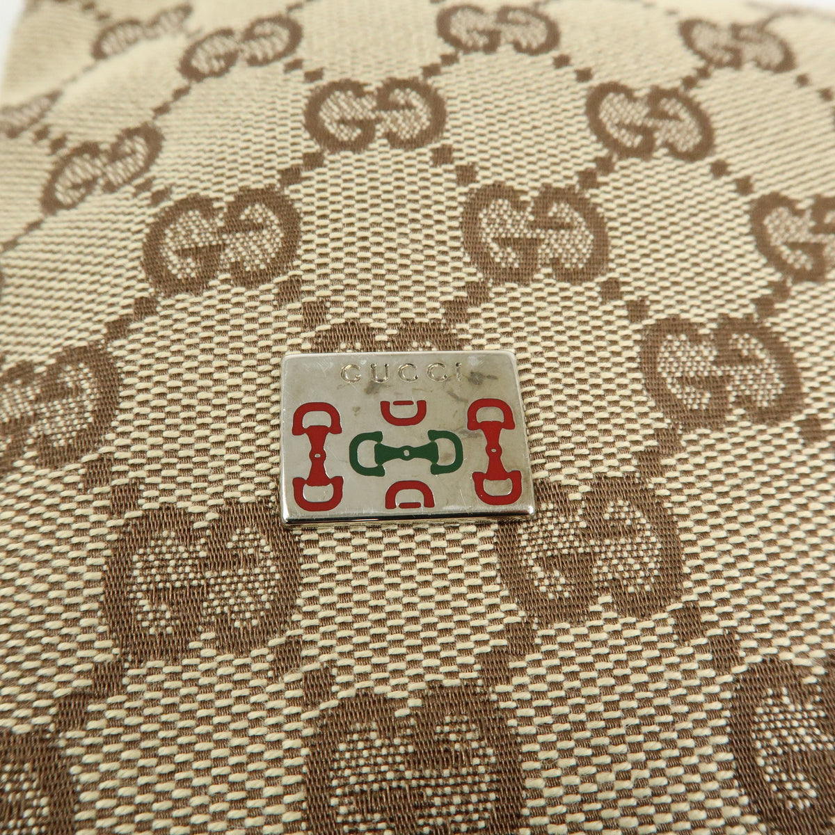 GUCCI Sherry GG Canvas Leather Shoulder Bag Beige Green Red 145812