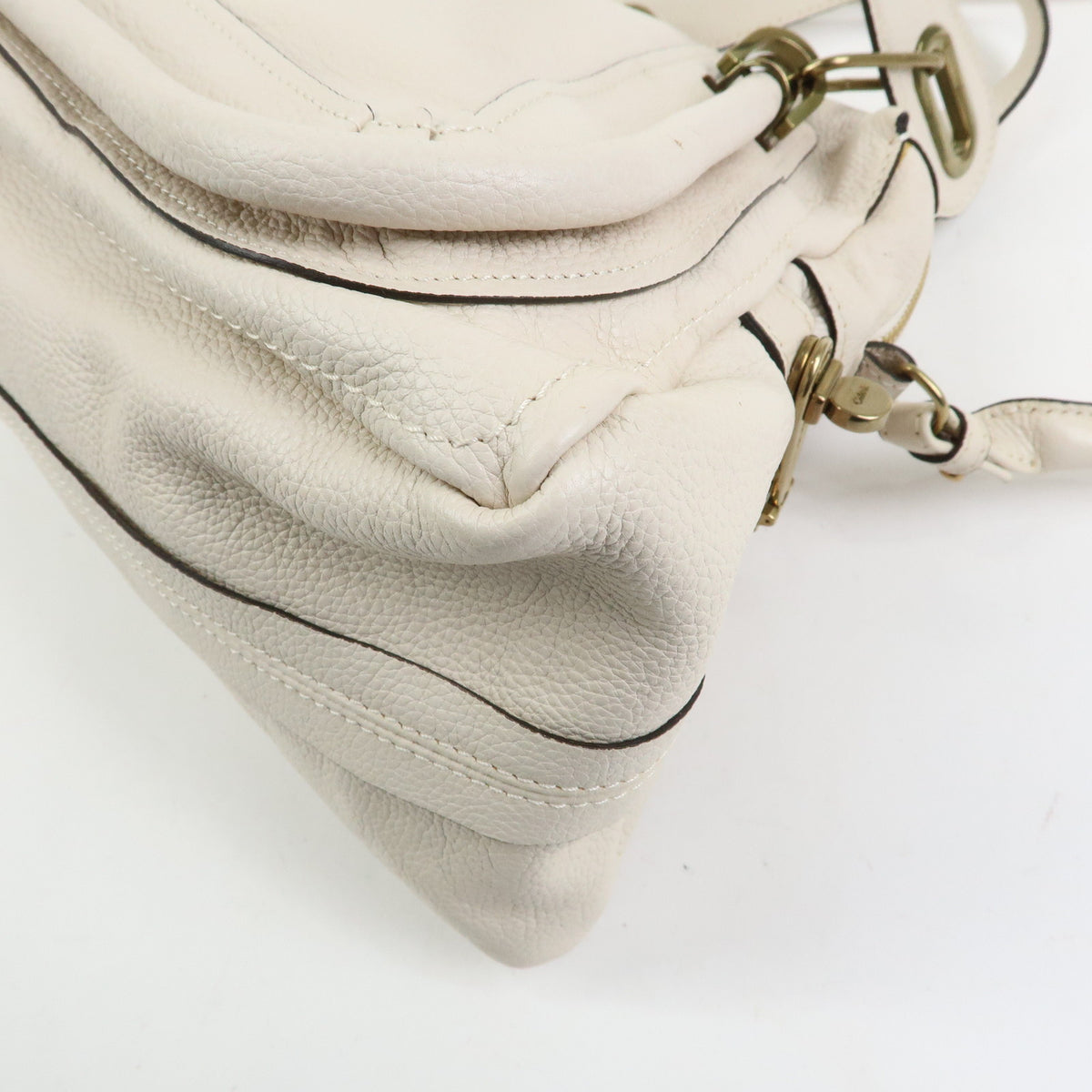 Chloe Paraty Leather 2Way Bag Shoulder Bag Hand Bag Ivory