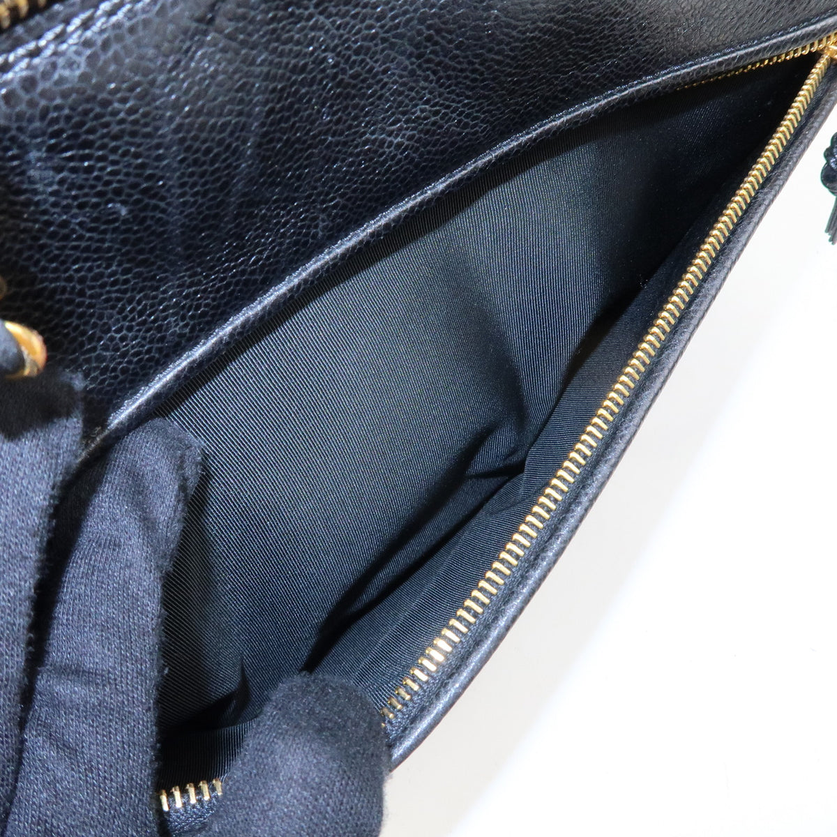 CHANEL COCO Mark Caviarskin Chain Shoulder Bag Tote Bag Black A10492