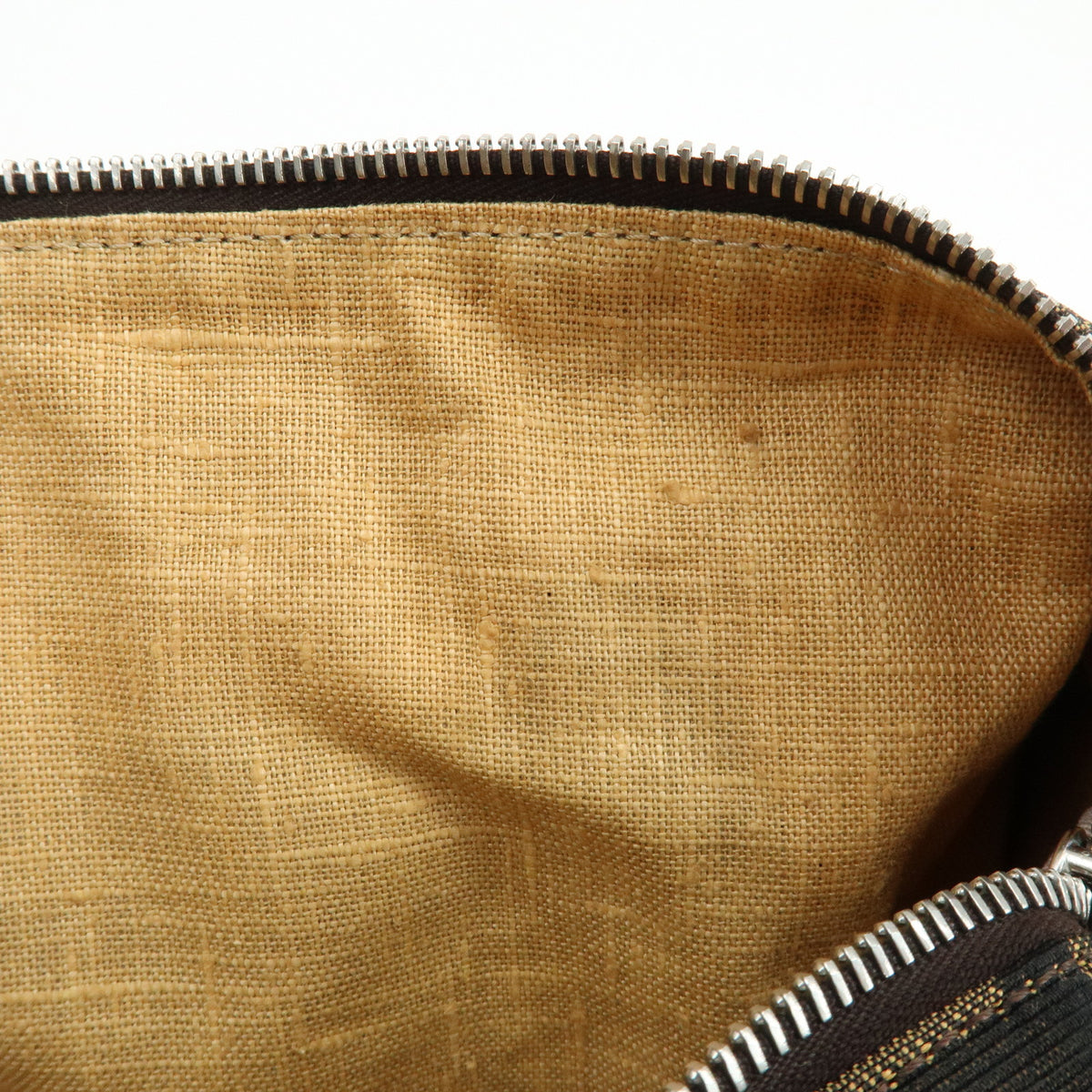 FENDI Zucca Selleria Jacquard Leather Shoulder Bag Boston Bag Brown