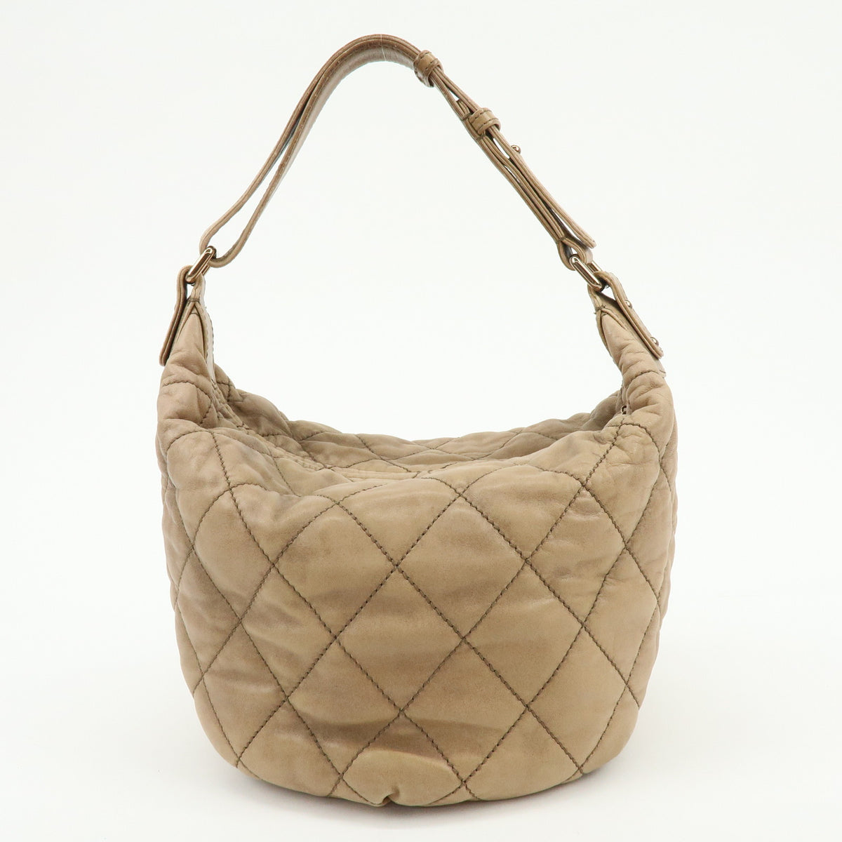CHANEL Wild Stich Calf Skin Shoulder Bag Hand Bag Beige Metallic Pink