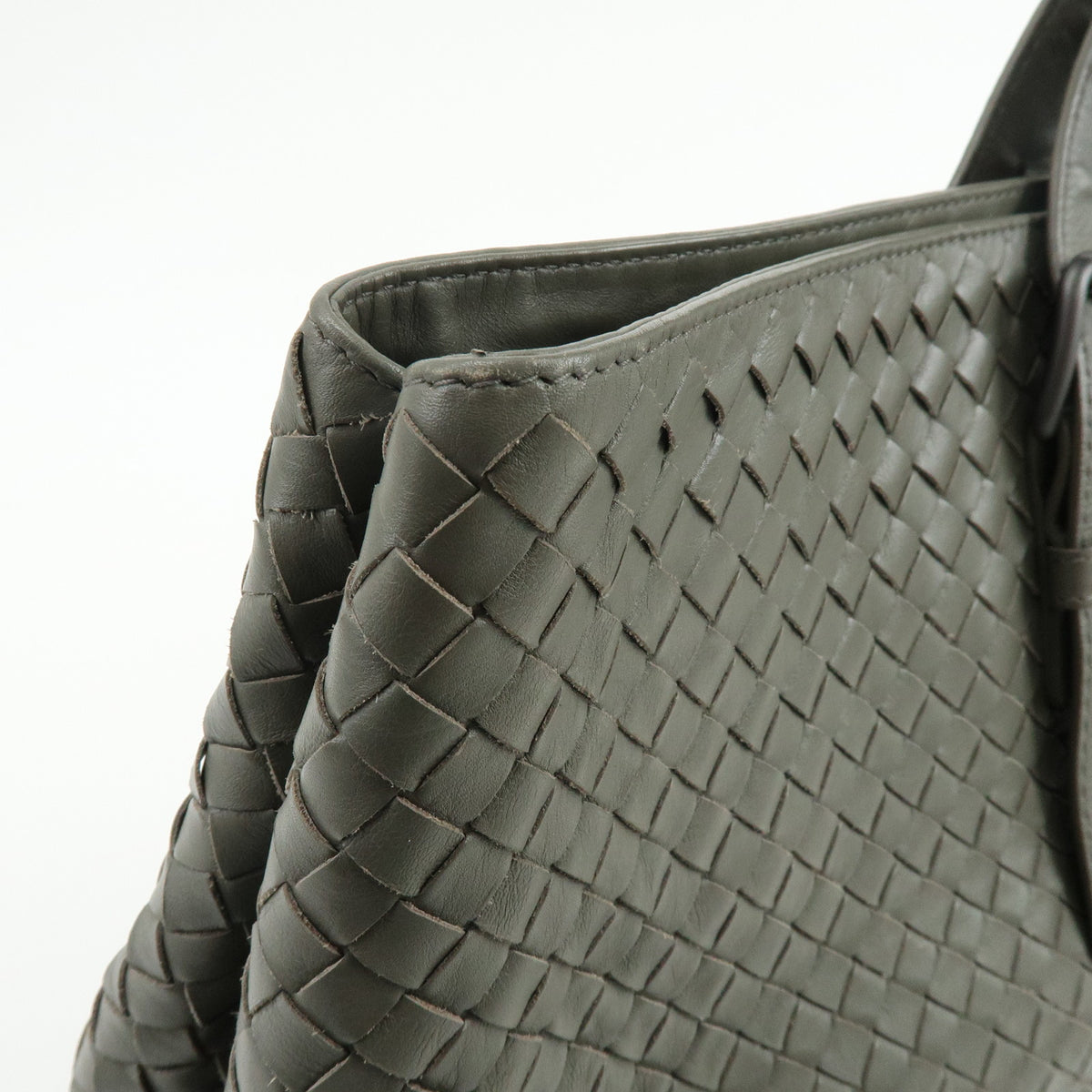 BOTTEGA VENETA Intrecciato Leather Tote Bag Hand Bag Grey 189632