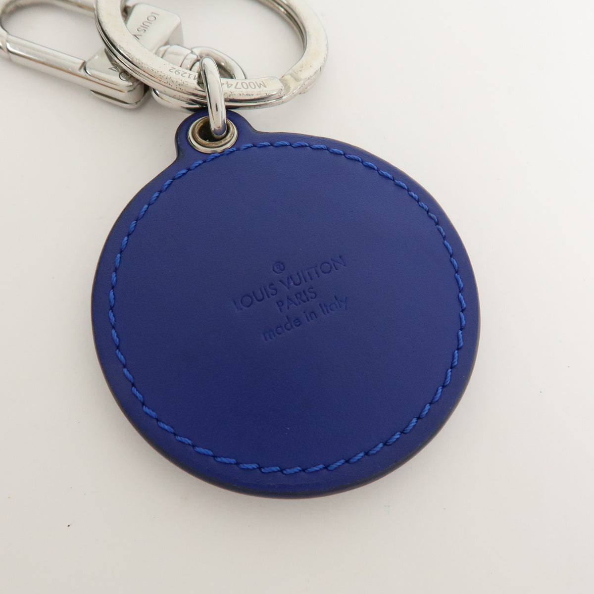 Louis Vuitton Porte Cles Padded Circle Leather Key Chain Blue M00744