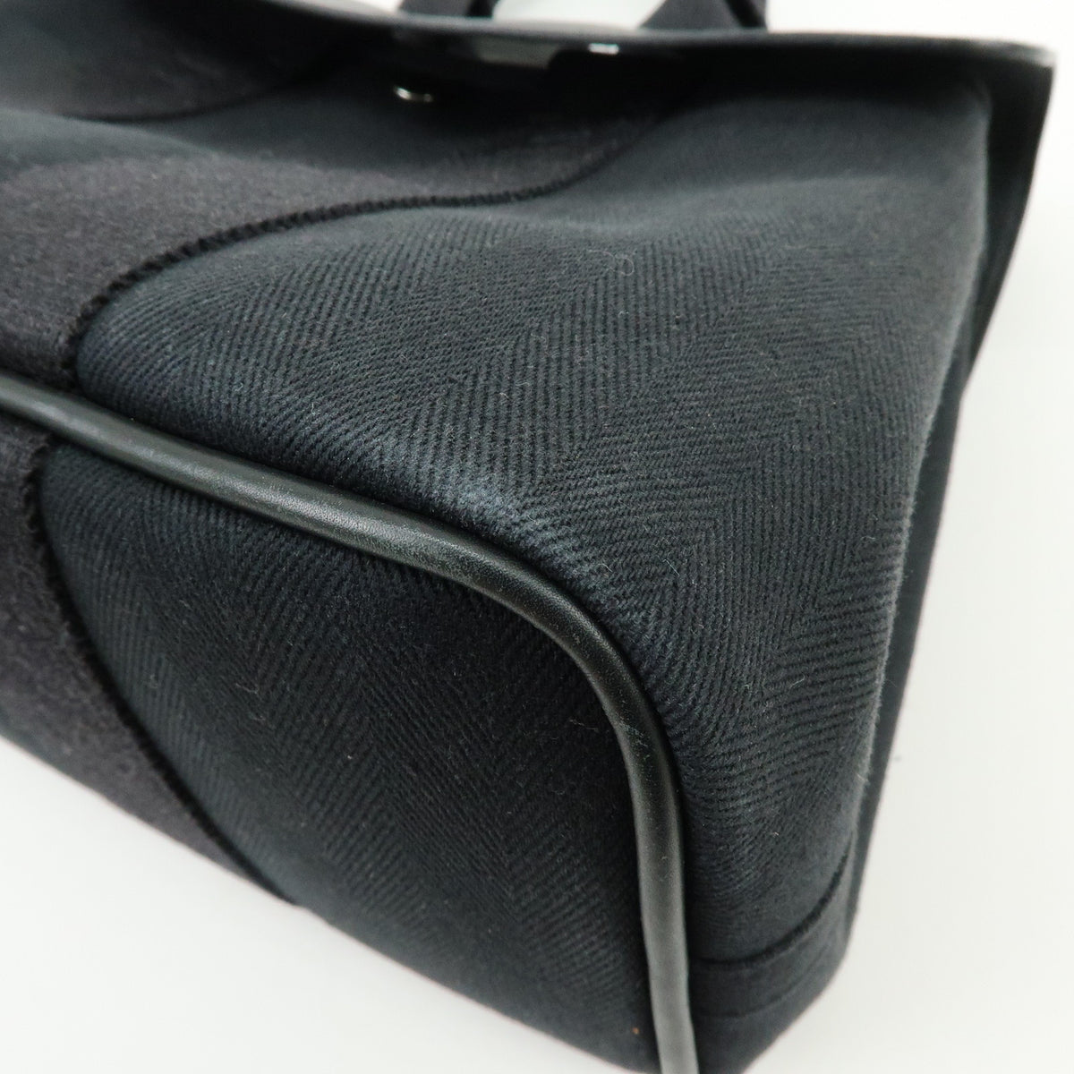 HERMES Toile Chevron Valparaiso PM Tote Bag Hand Bag Black