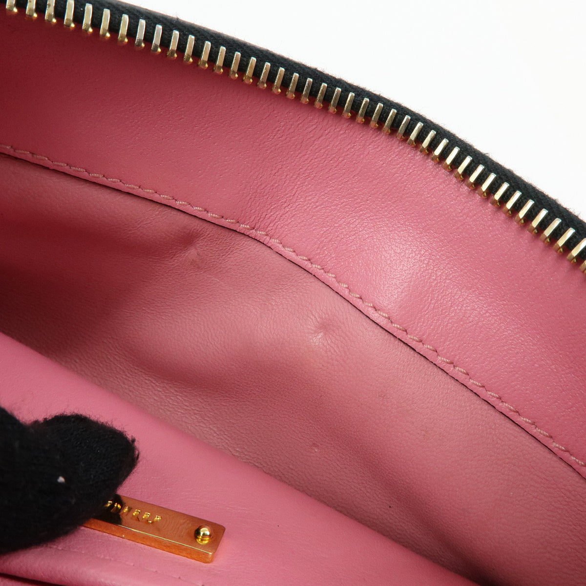 MIU MIU Logo Soft Calf Leather Clutch Bag Flat Pouch Pink 5N1890