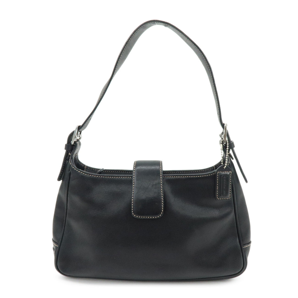 COACH Logo Leather Shoulder Bag Hand Bag Black 7789