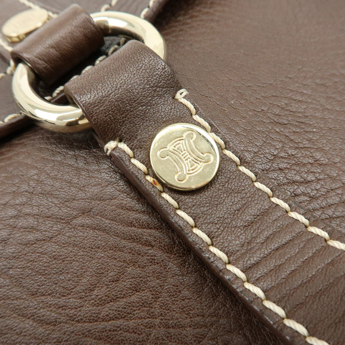 CELINE Boogie Bag Leather Hand Bag Brown