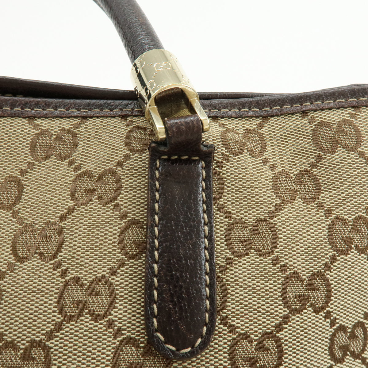 GUCCI Sherry GG Canvas Leather Tote Bag Shoulder Bag Beige Brown 162160