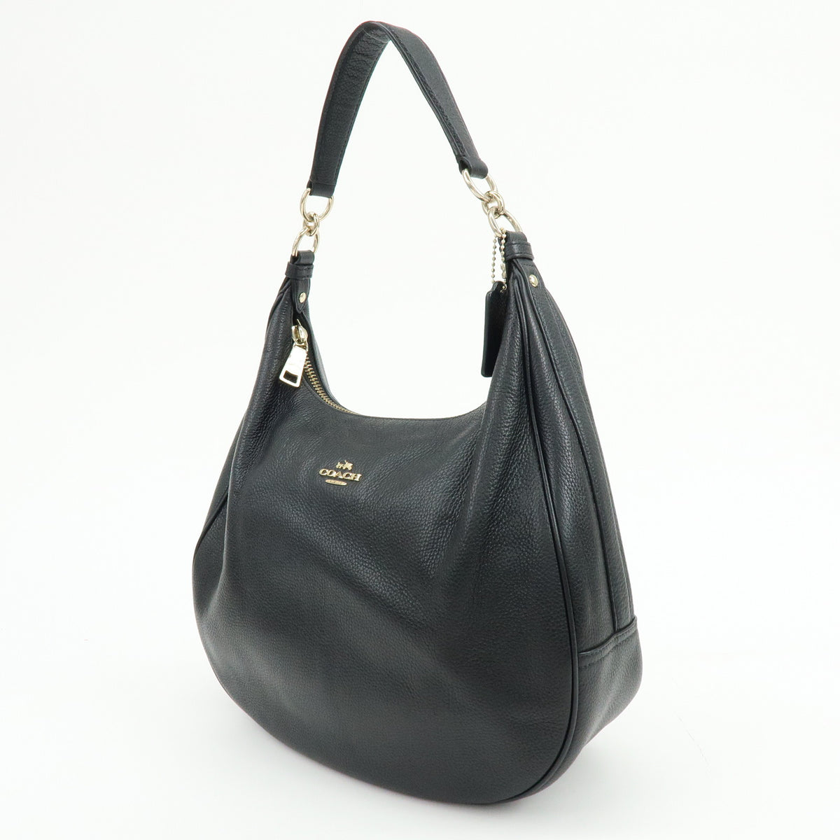 COACH Logo Leather 2Way Shoulder Bag Hand Bag Black