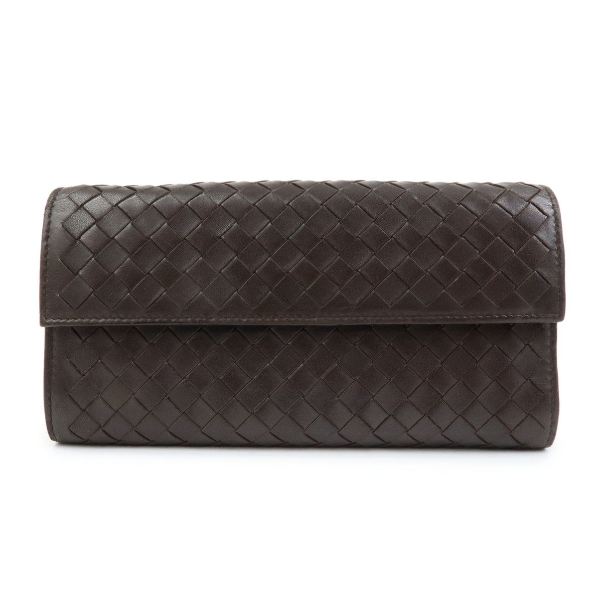BOTTEGA VENETA Intrecciato Leather Bi-fold Long Wallet Brown 150509
