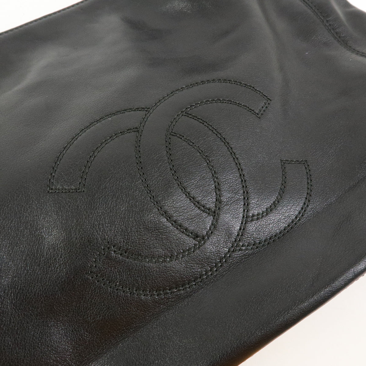 CHANEL COCO Mark Lamb Skin Leather Shoulder Bag Tassel Black Brown