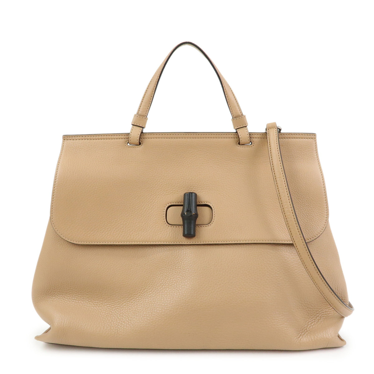 GUCCI Bamboo Daily Leather 2Way Bag Hand Bag Shoulder Bag Pink Beige
