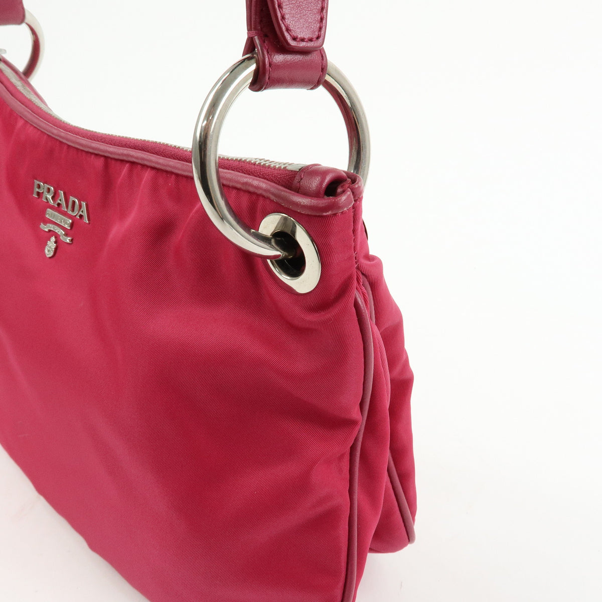 PRADA Logo Nylon Leather Shoulder Bag Hand Bag Pink