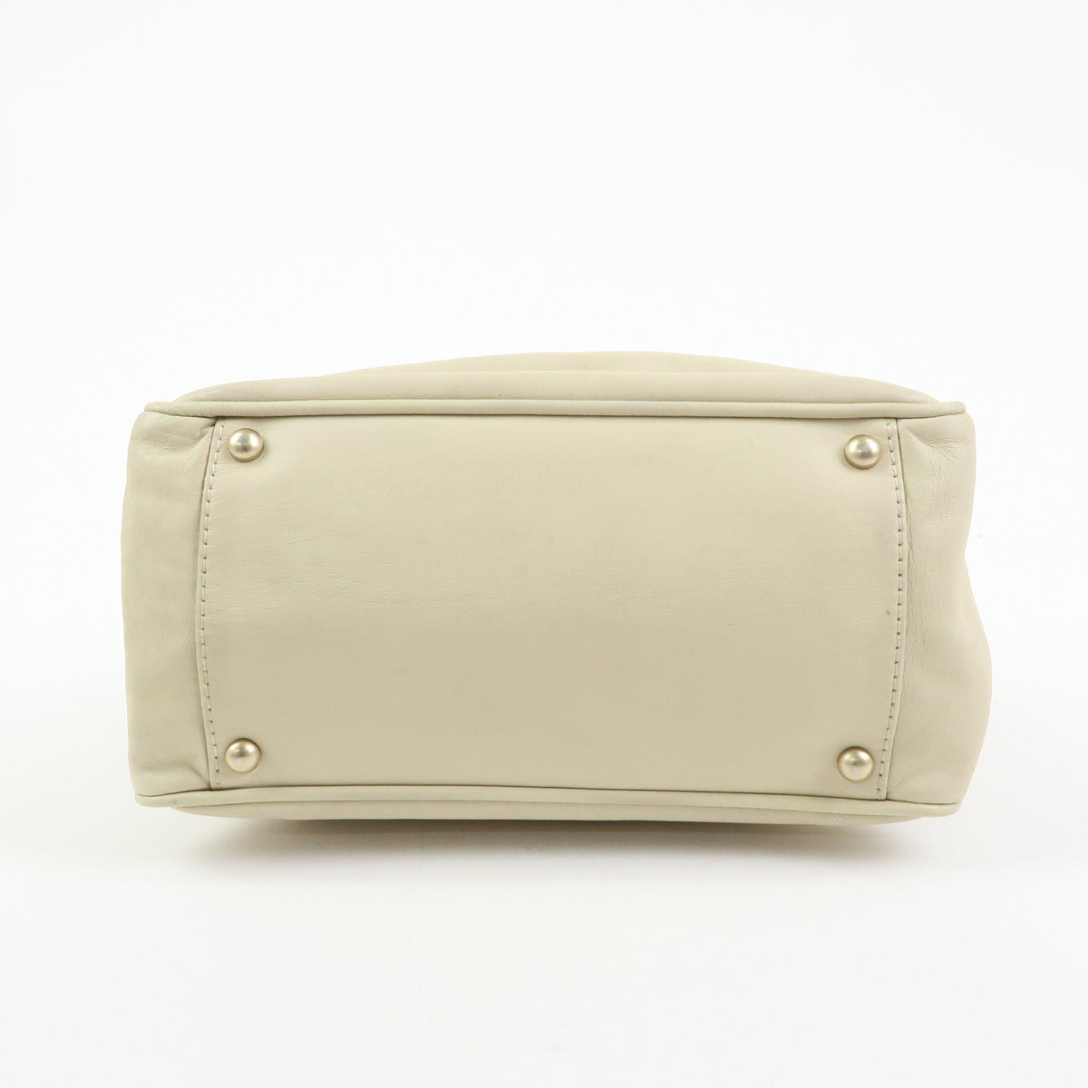 CHANEL Logo Camellia Leather Tote Bag Shoulder Bag Beige A20856