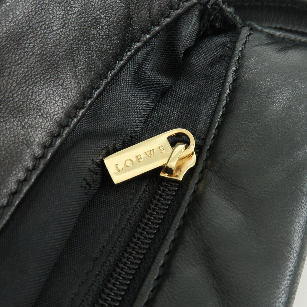 LOEWE Logo Nappa Leather Flat Shoulder Bag Crossbody Bag Black