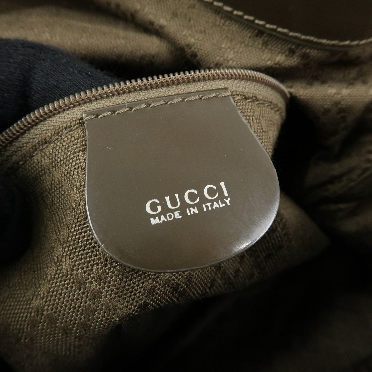 GUCCI Bamboo Nylon Leather 2Way Bag Hand Bag Khaki 001・2123・1577