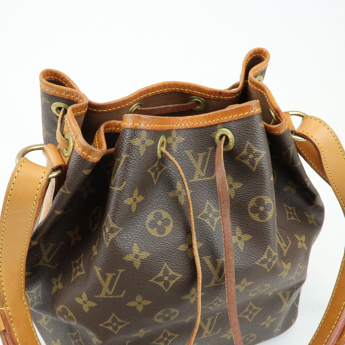 Louis Vuitton Monogram Petit Noe Leather Shoulder Bag Brown M42226