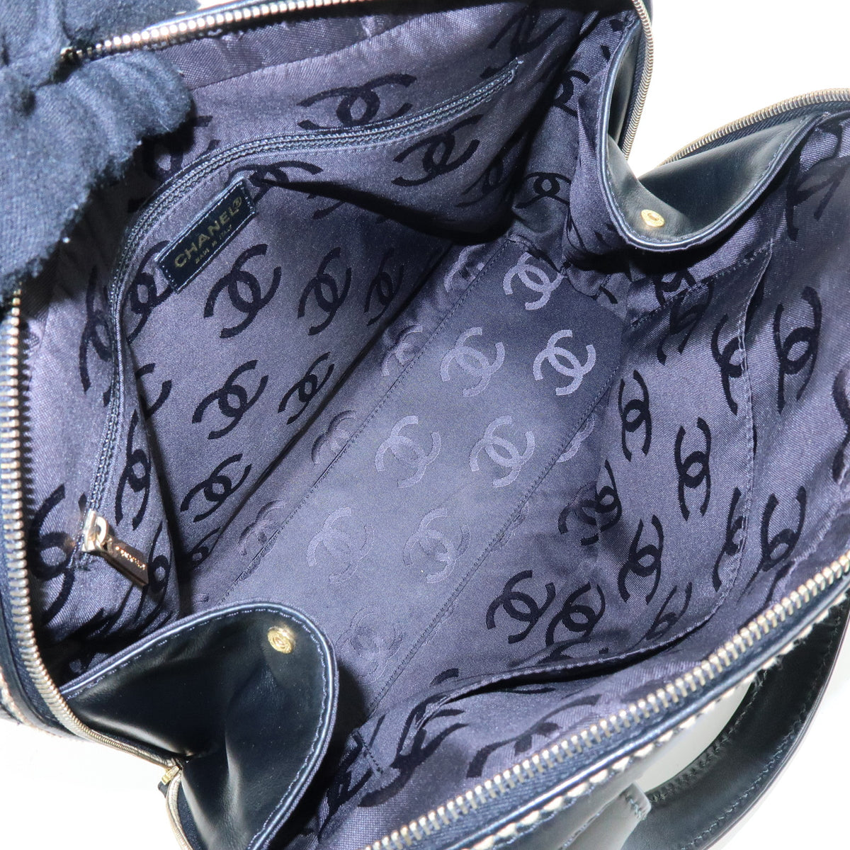CHANEL Wild Stitch COCO Mark Calf Skin Hand Bag Black A14693