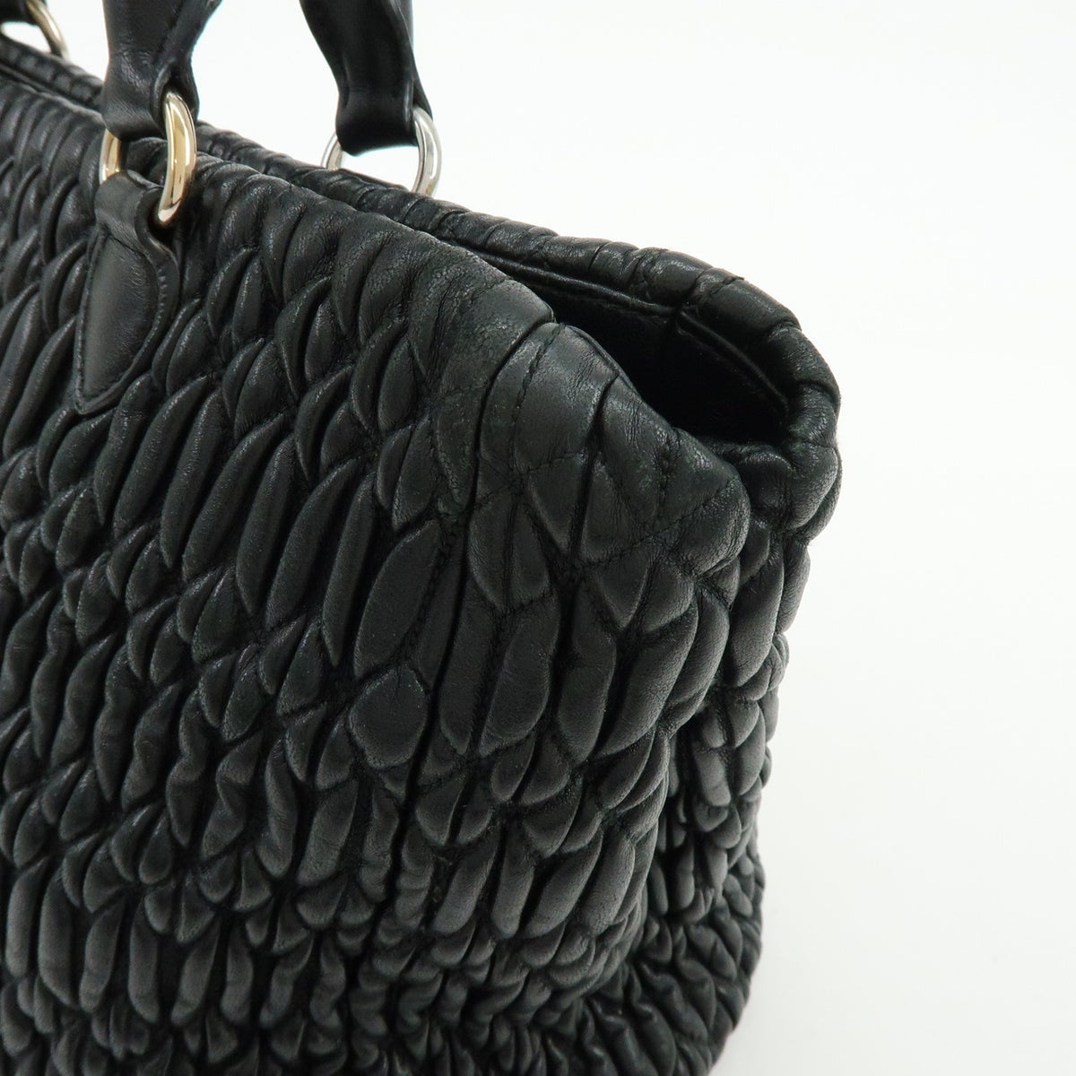 MIU MIU Matelasse Leataher 2Way Bag Hand Bag Shoulder Bag Black