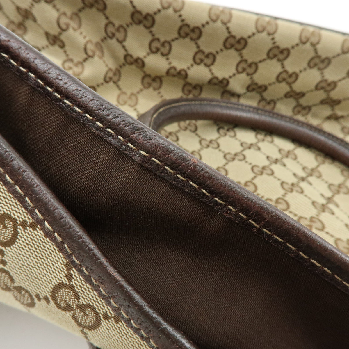 GUCCI Sherry GG Canvas Leather Tote Bag Shoulder Bag Beige Brown 162160