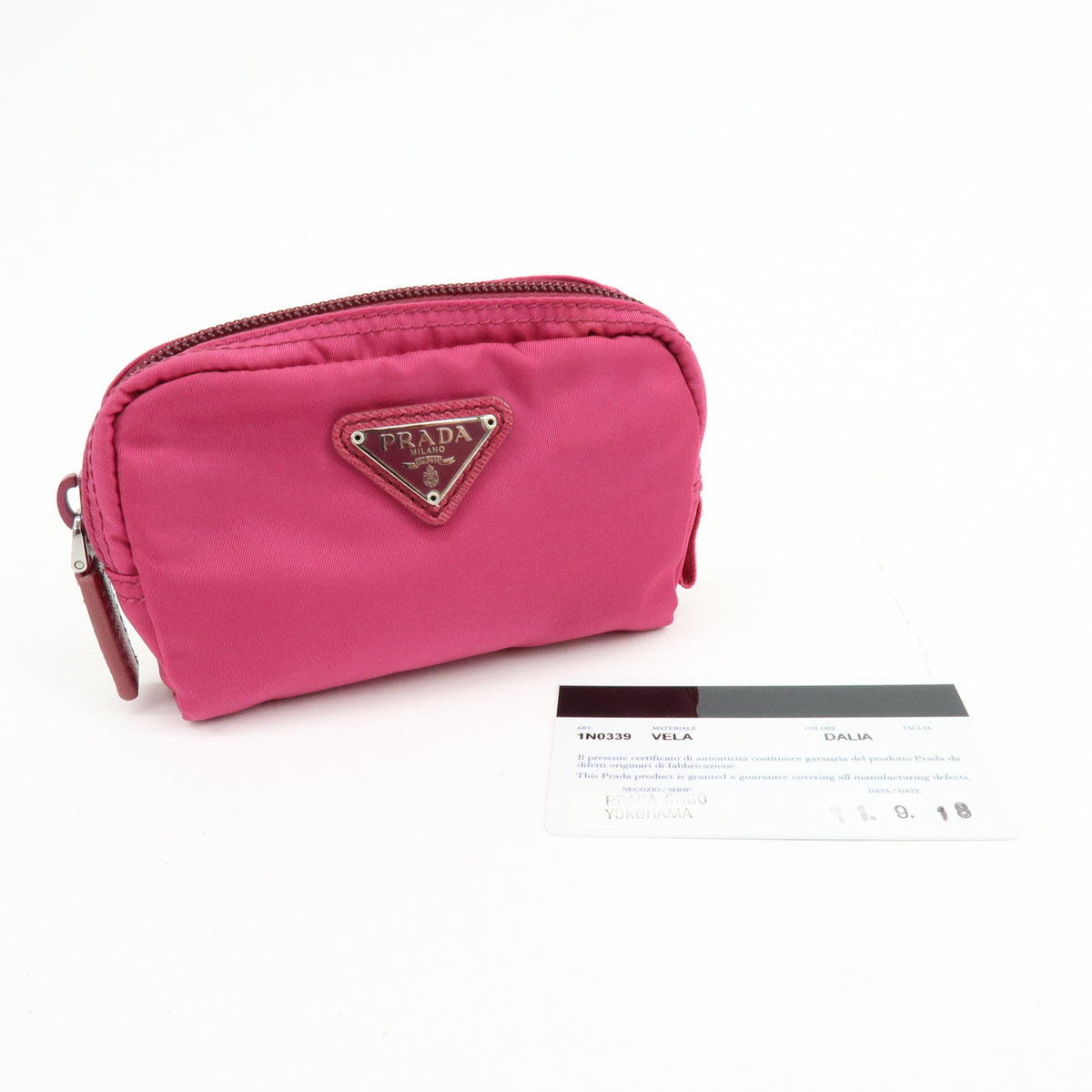 PRADA Triangle Logo Lot of 2 Nylon Pouch Cosmetic Case Purple Pink