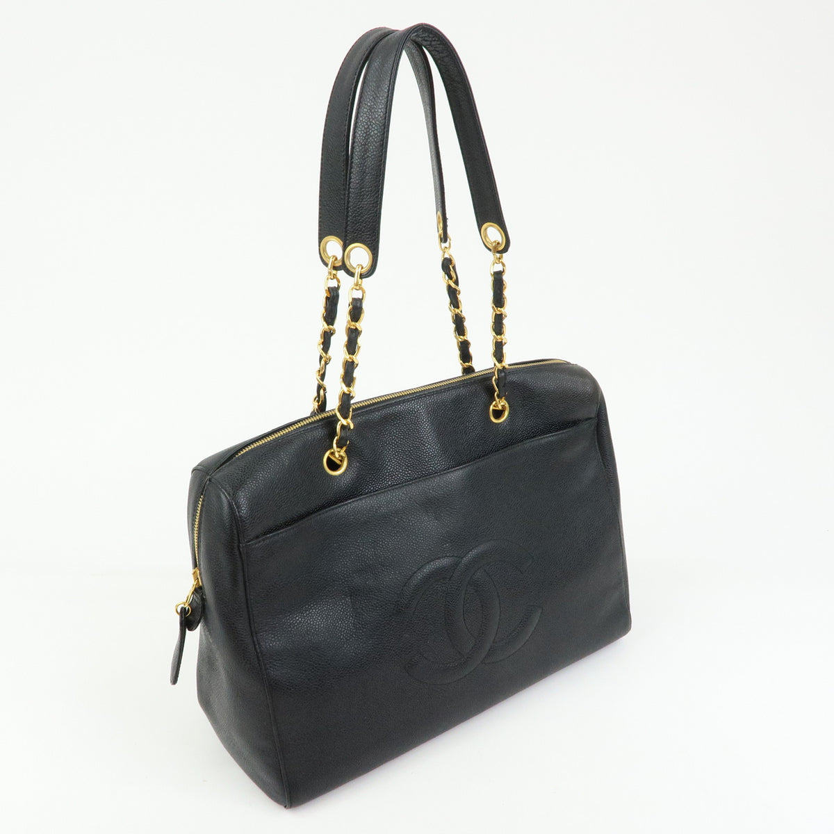 CHANEL COCO Mark Caviarskin Chain Shoulder Bag Tote Bag Black A10492