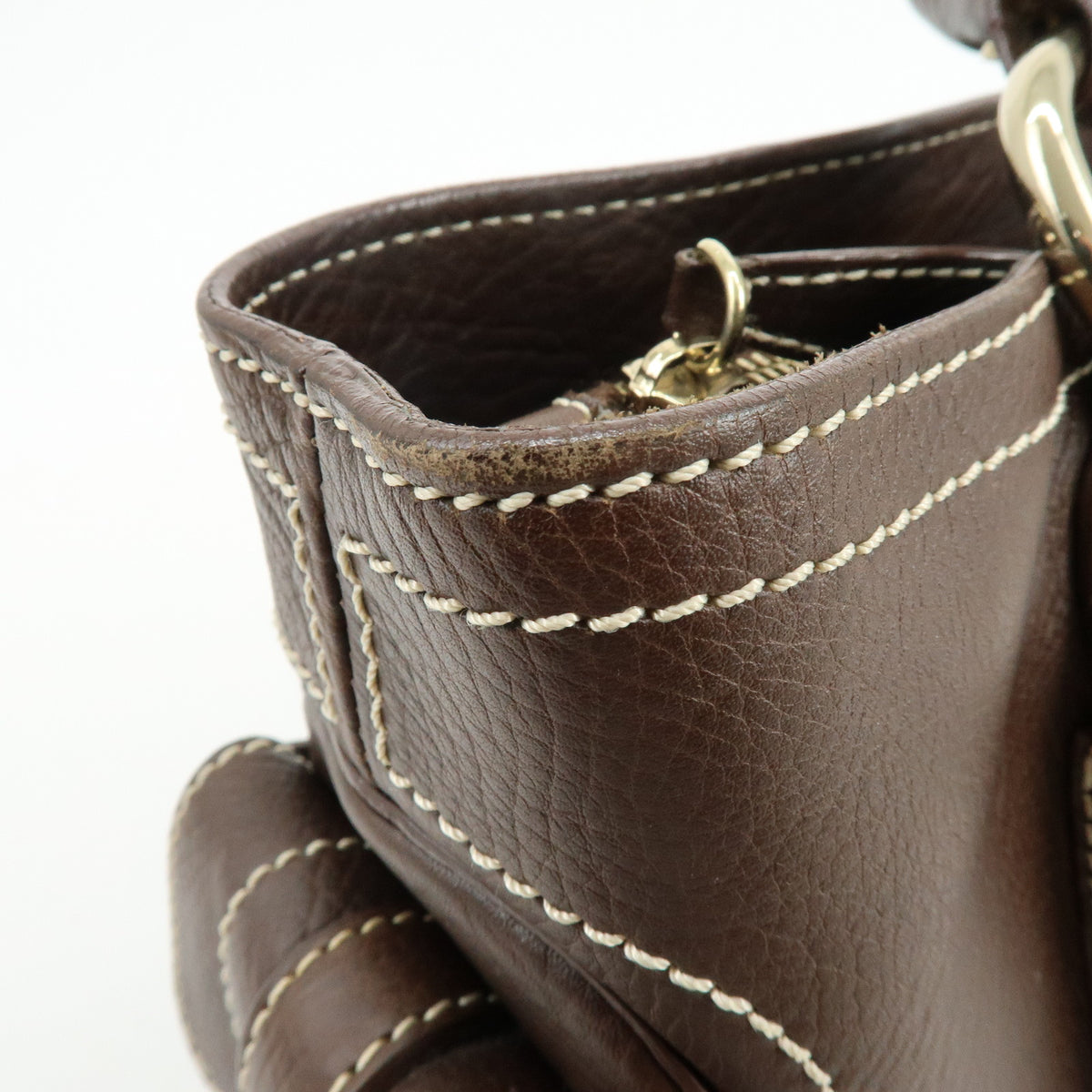 CELINE Boogie Bag Leather Hand Bag Brown