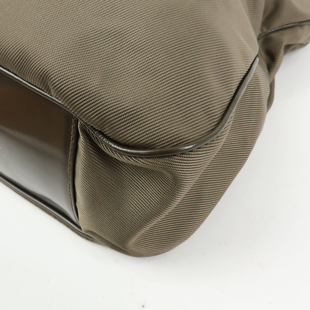 GUCCI Bamboo Nylon Leather 2Way Bag Hand Bag Khaki 001・2123・1577