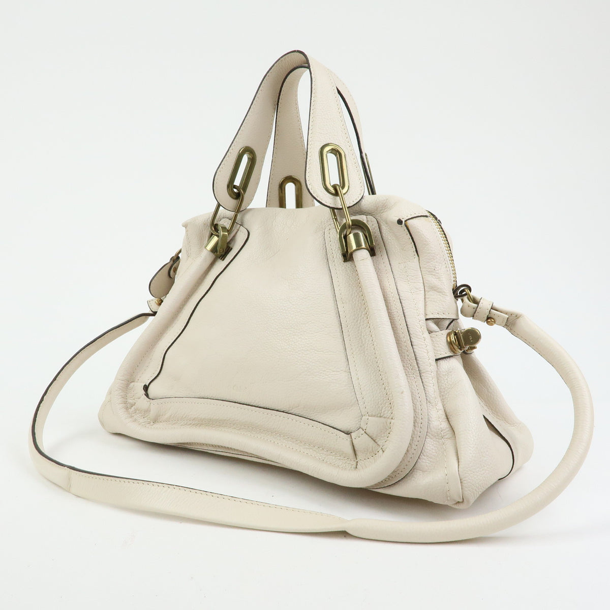 Chloe Paraty Leather 2Way Bag Shoulder Bag Hand Bag Ivory