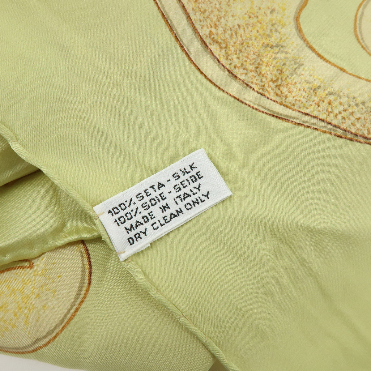 CHANEL Silk100% Sunflower Pattern Scarf Shawl Light Green