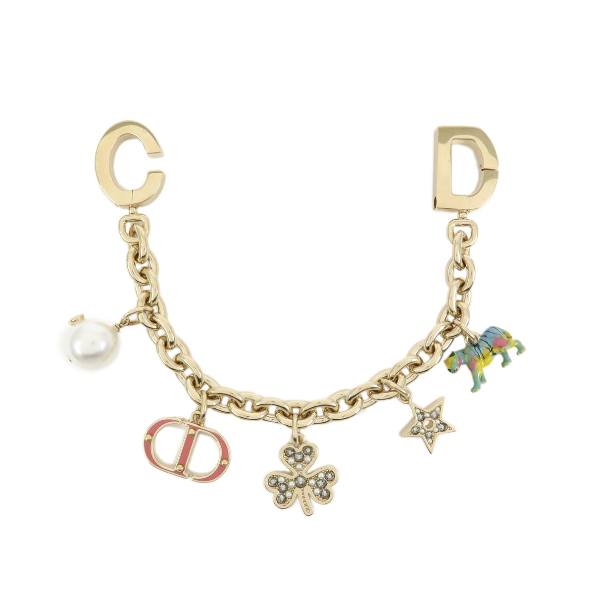 Christian Dior Montaigne Metal Bag Charm Key Holder Gold