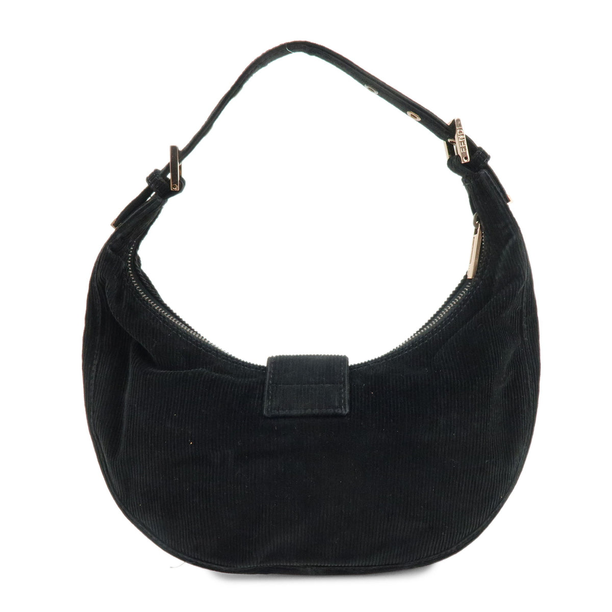 FENDI Corduroy Hand Bag Shoulder Bag Black 8BR020