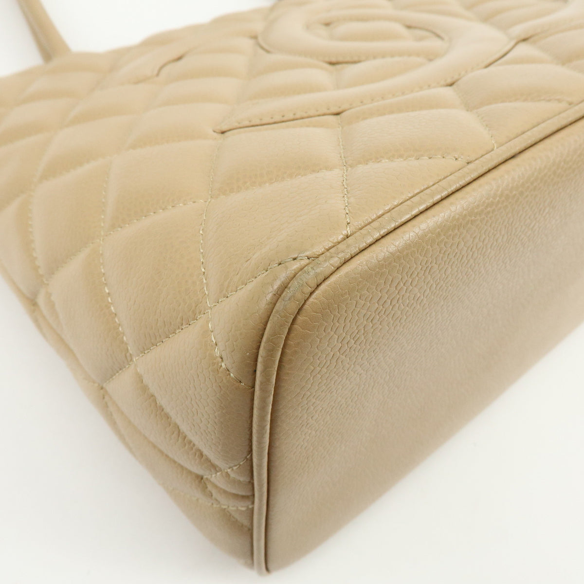 CHANEL Medallion Matelasse COCO Mark Tote Bag Hand Bag Beige A01804