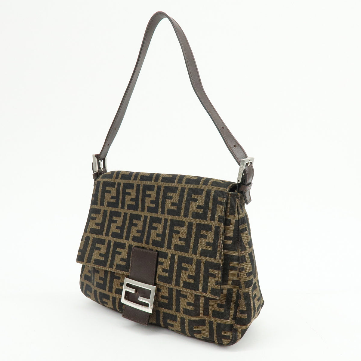 FENDI Zucca Mamma Baguette Canvas Leather Shoulder Bag Hand Bag 26325