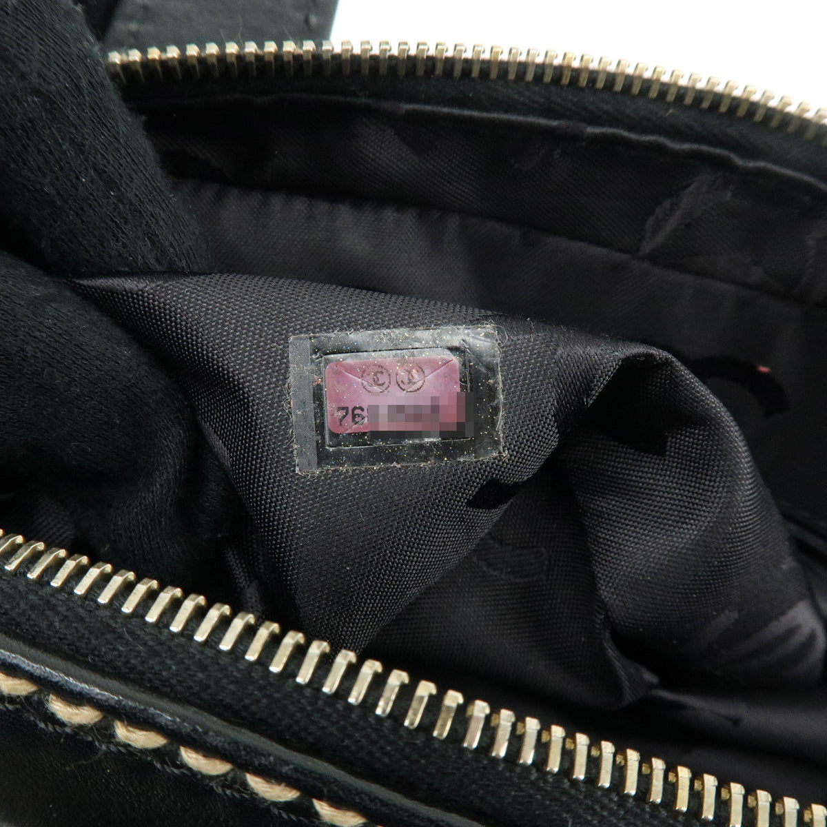 CHANEL Wild Stitch COCO Mark Calf Skin Hand Bag Black A14693