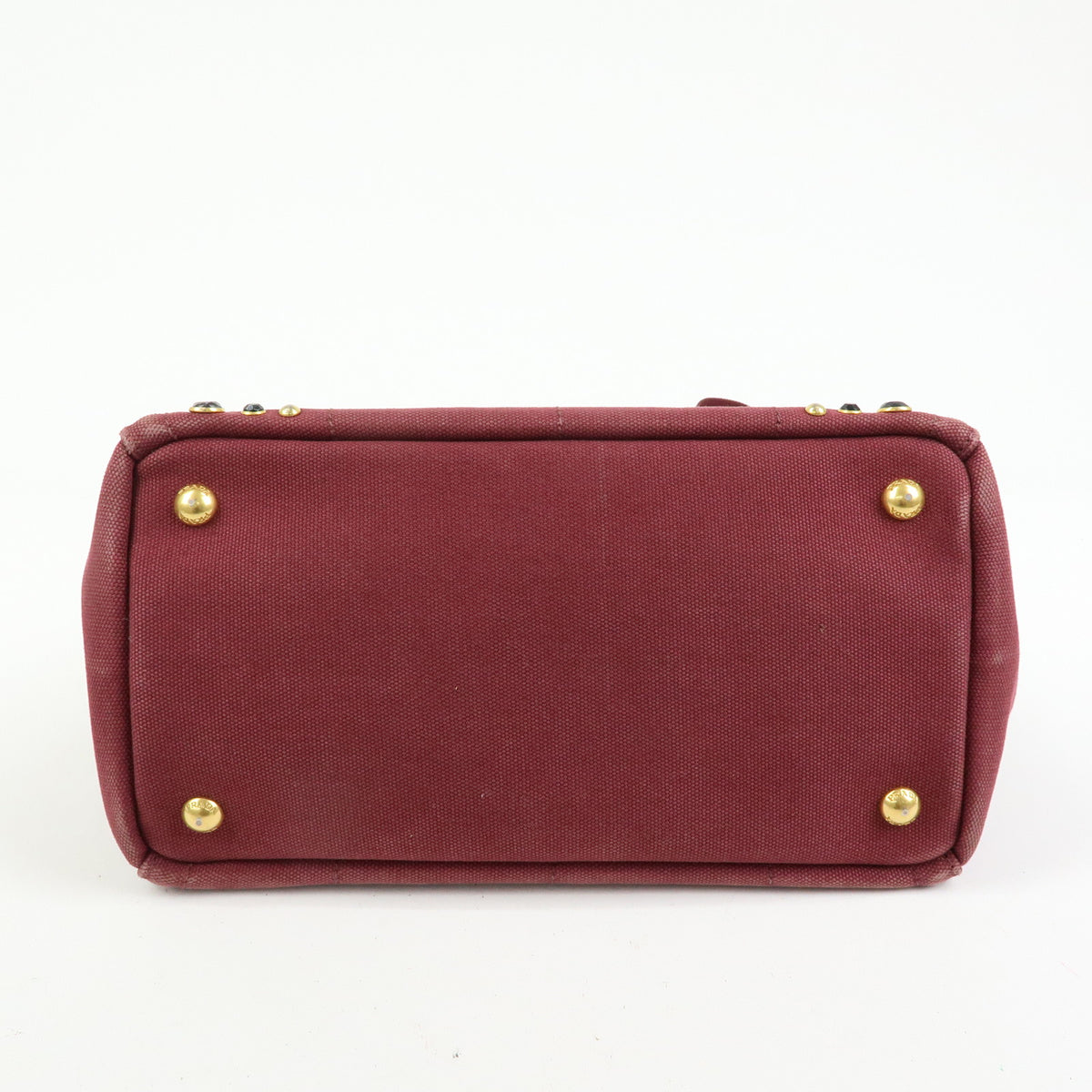 PRADA Triangle Logo Canapa Mini 2Way Tote Shoulder Bag Bordeaux B2439O