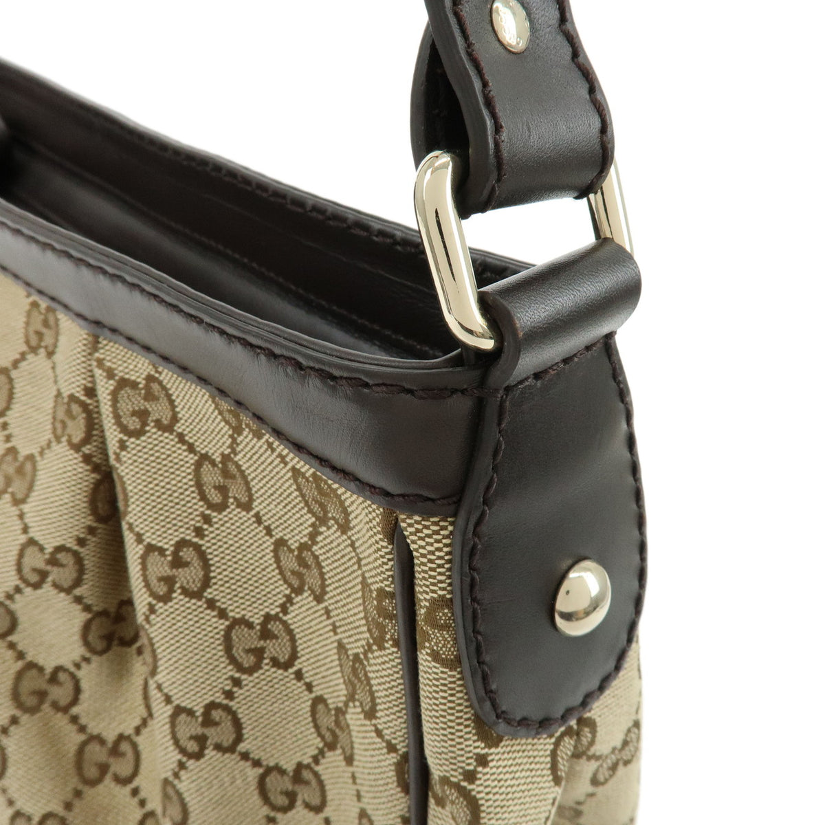 GUCCI Sukey Interlocking G GG Canvas Leather Shoulder Bag Brown 296834