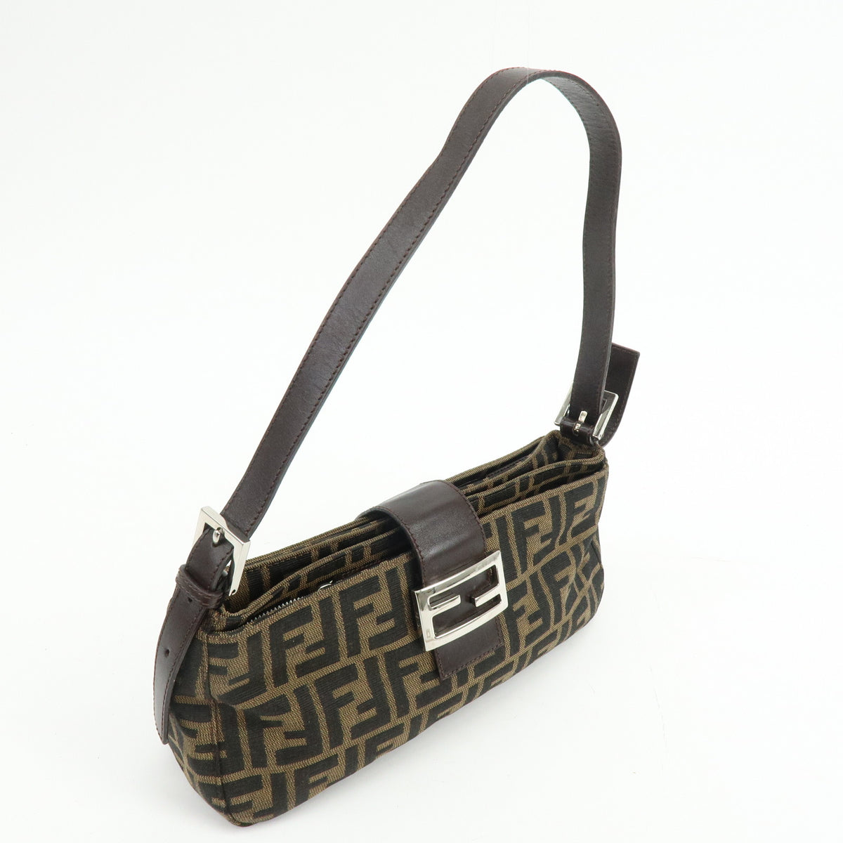 FENDI Zucca Canvas Leather Hand Bag Shoulder Bag Brown 26722