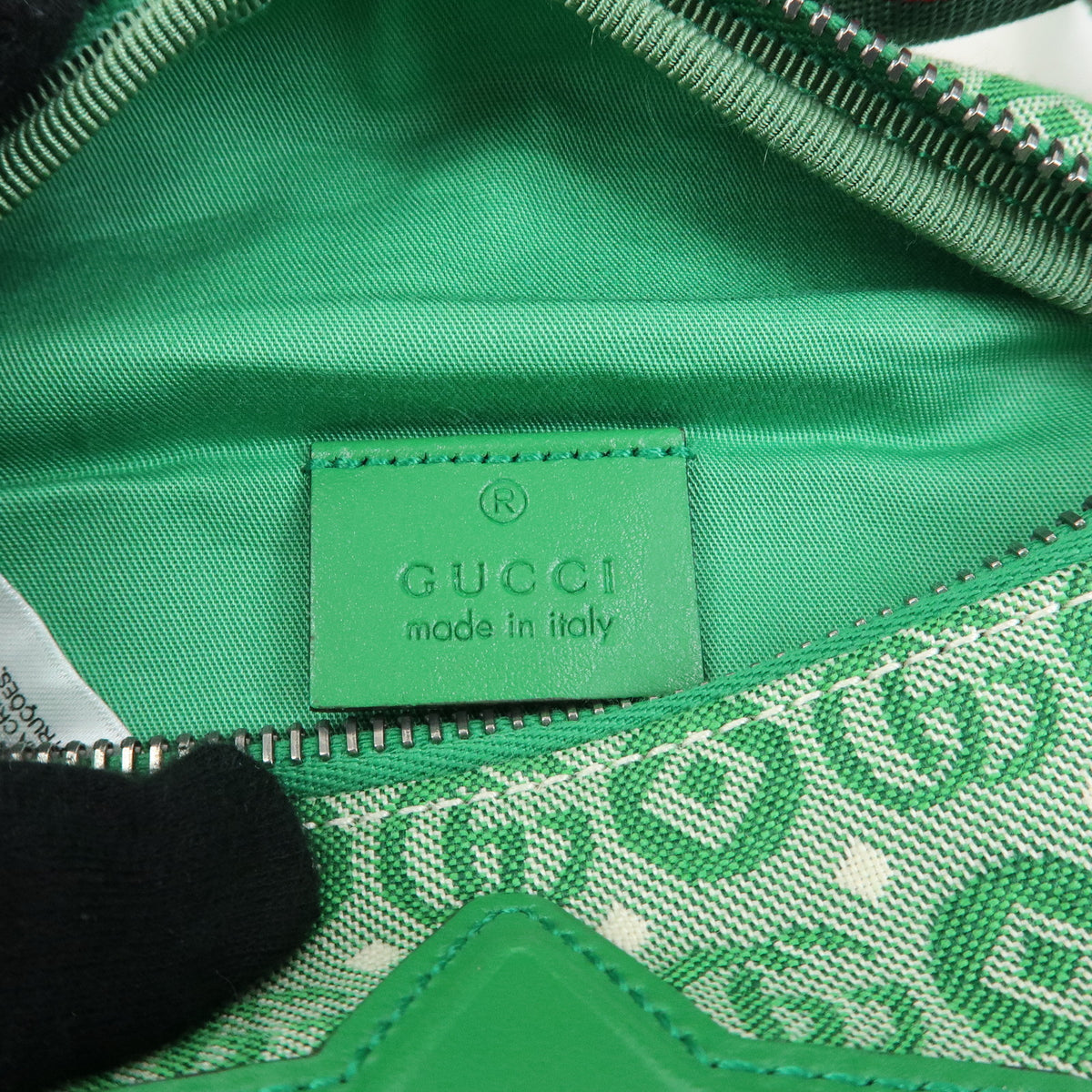 GUCCI Children's Canvas Leather Body Bag Waist Bag Green 502095