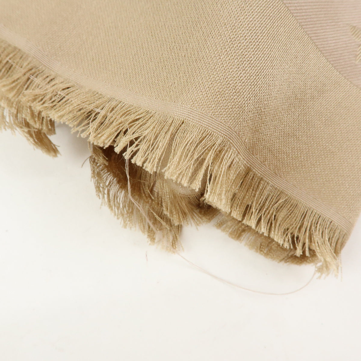 Louis Vuitton Monogram Shine Silk Wool Scarf Shawl Fringe Greige M75121