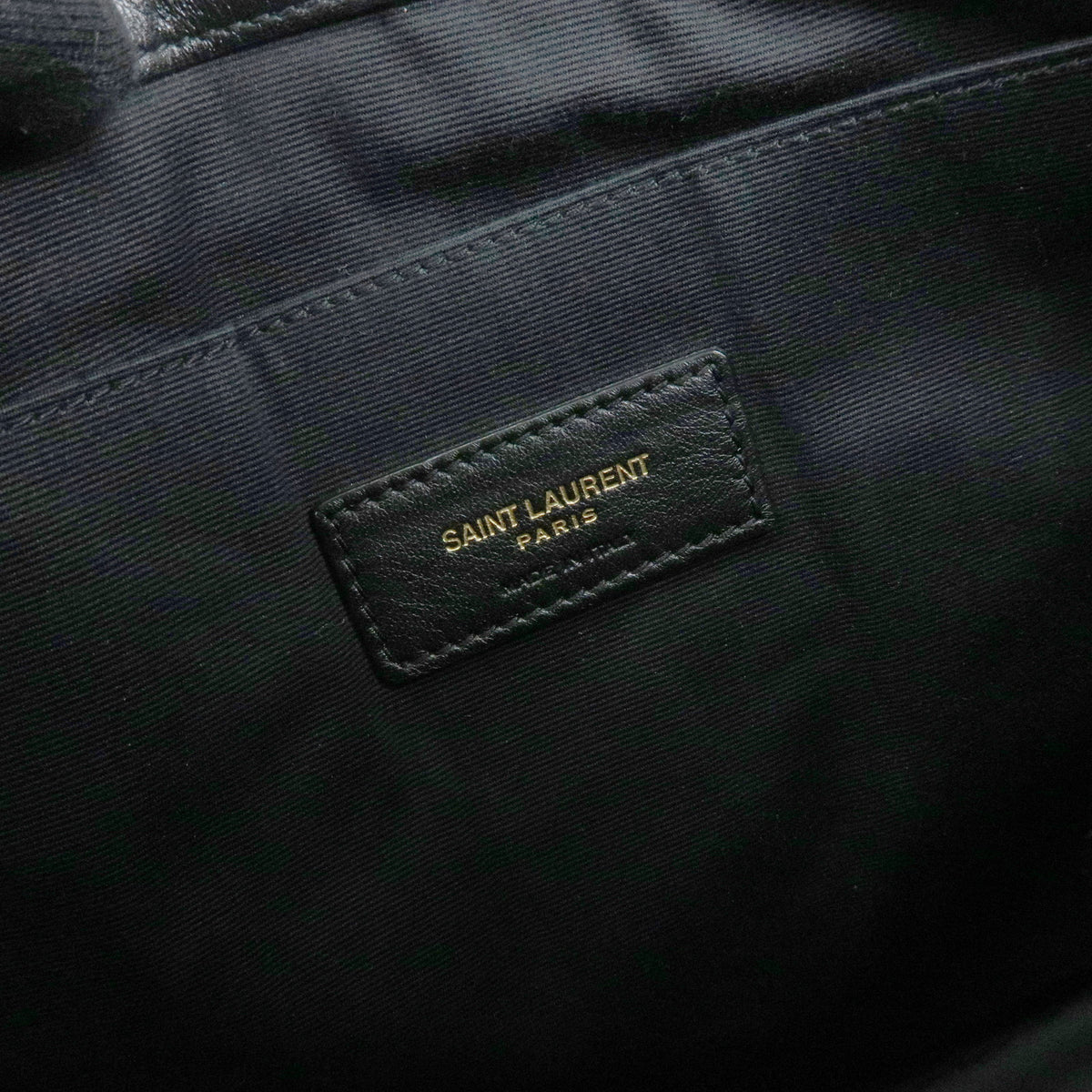 SAINT LAURENT PARIS V Stitch Leather Clutch Bag Flat Pouch Black