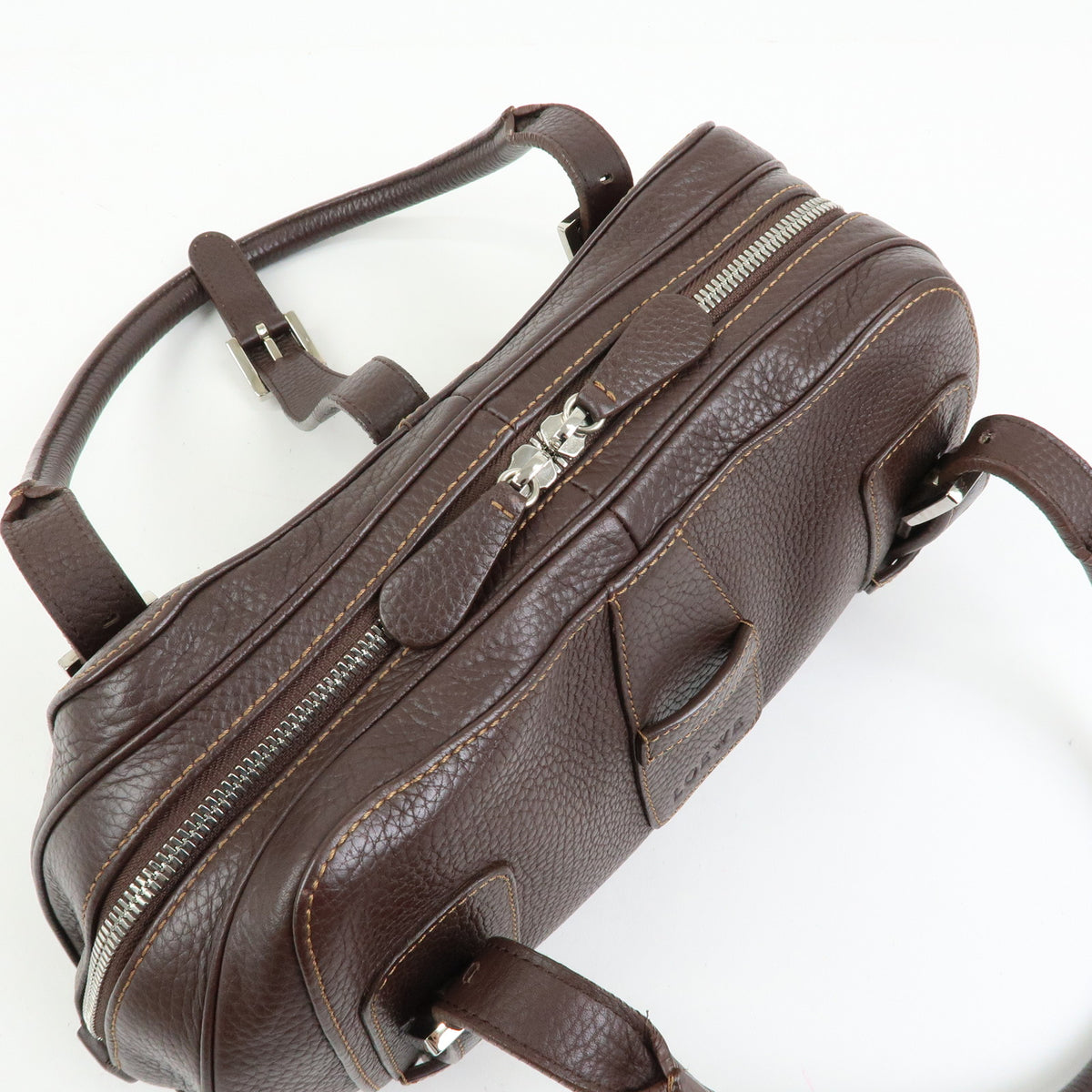 LOEWE Senda Leather Hand Bag Dark Brown