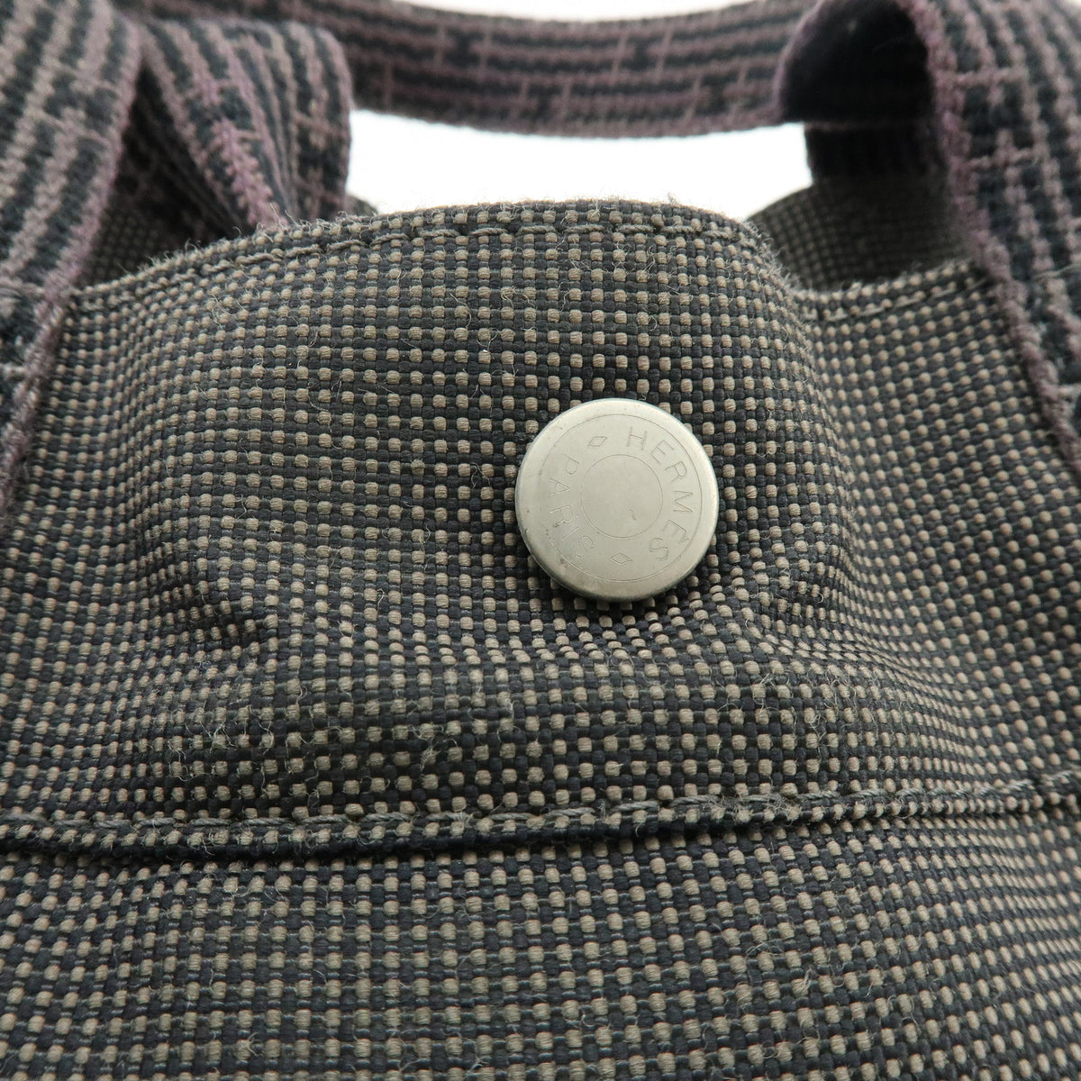 HERMES Her Line MM Canvas Hand Bag Tote Bag Gray Black