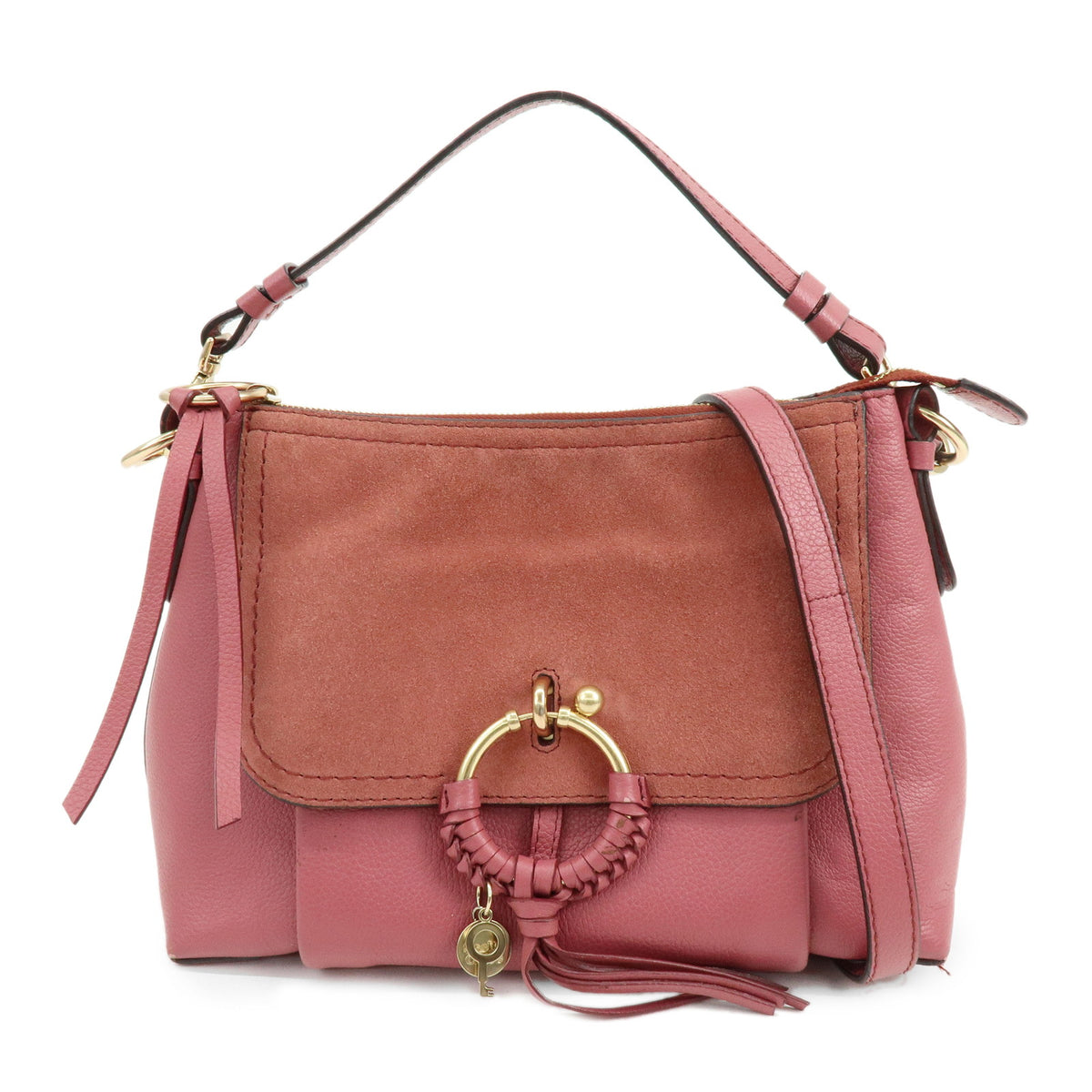 Chloe See by Chloe Joan Leather Suede Small 2Way Bag Crossbody Bag Pink